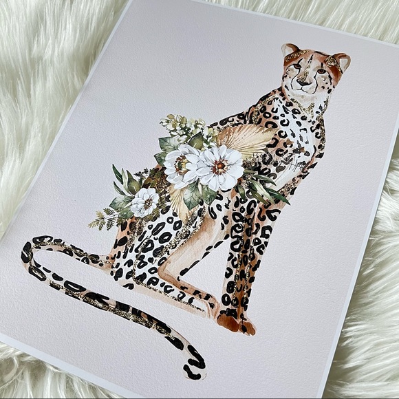 Cheetah Watercolor Illustration Wall Art Print Poster Unframed - Picture 14 of 16